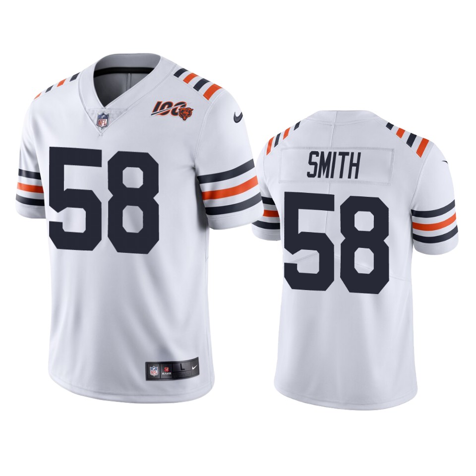 Men's White Chicago Bears #58 Roquan Smith 2019 100th Season Limited Stitched NFL Jersey
